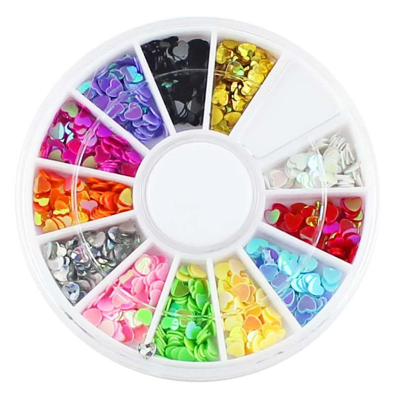 

12 Color/Set Heart Shaped Slices Filler For Nails Art Tips/Balls Slime Love For Kids Lizun DIY Accessories Supplies Decoration