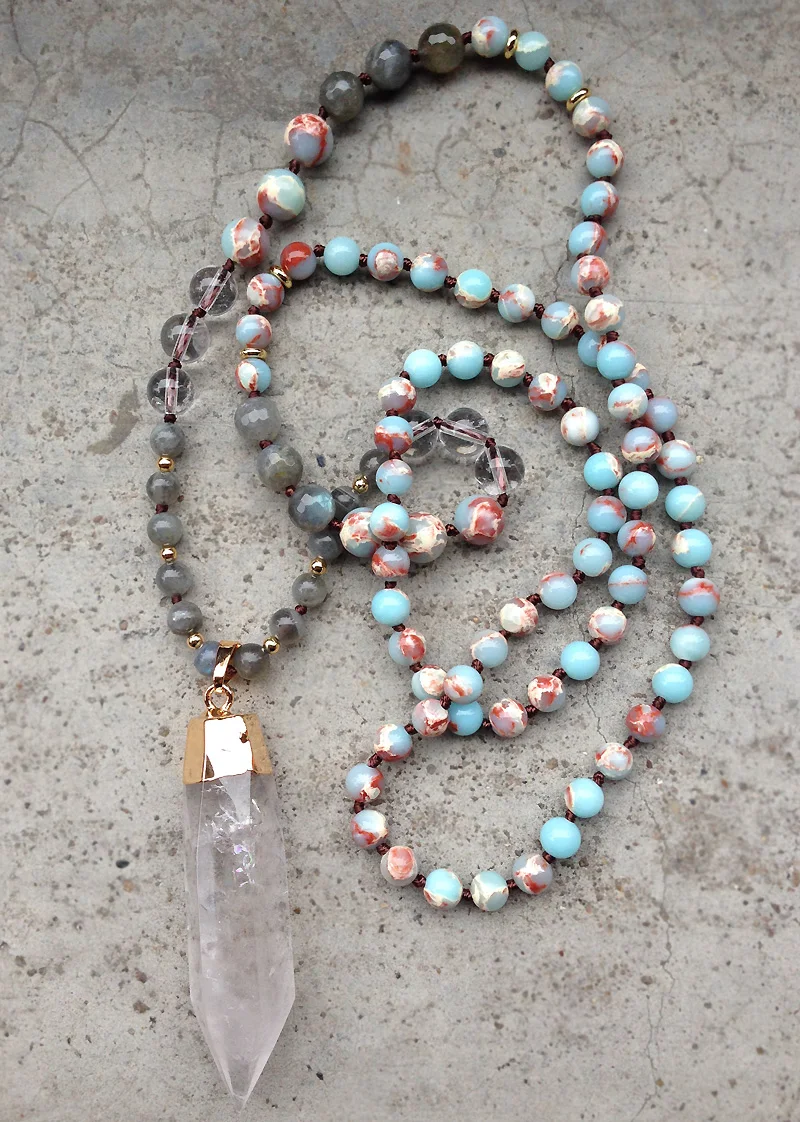 

YA2377 Clear Quartz Pendant Handmade Necklaces 30-32inch long