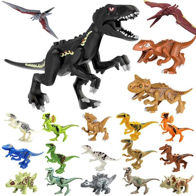 Legoing Jurassic World Dinosaurs Tyrannosaurus Rex Pterosauria Triceratops Building Blocks Toys for Children Legoings Dinosaur