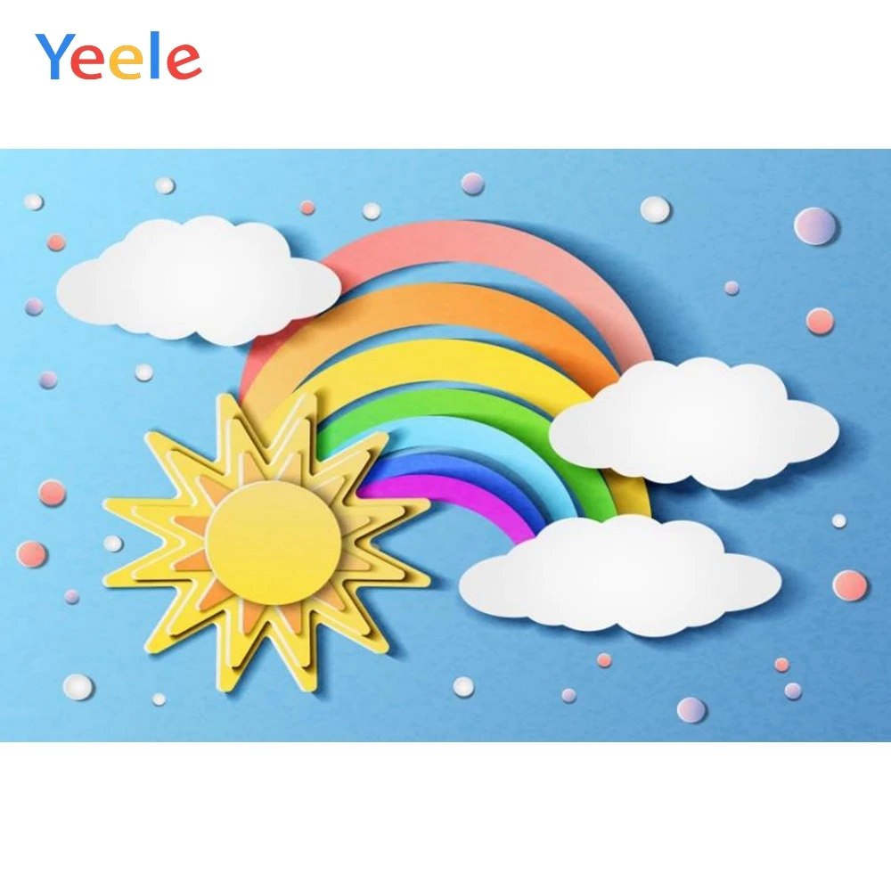 

Yeele Cartoon Paper Sun Rainbow Baby Portrait Photography Backdrops Customized Photographic Backgrounds Photocall Photo Studio