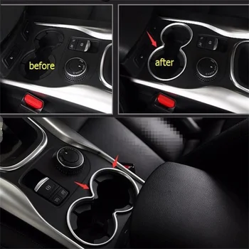 

ABS Matte Chrome Car Water Cup Holder Decoration Frame Cover 3D Sticker Auto Interior Accessories Trims For RENAULT KADJAR 2016