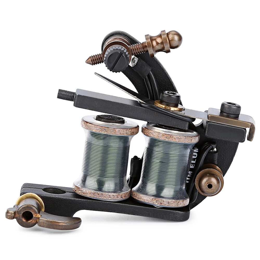 Professional Tattoo Machine 10 Wrap Coils Iron Black Shader Gun Machine