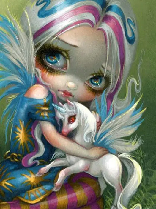 Diy Diamond Embroidery Cartoon Girl Unicorn Painting Cross-stitch Kits Home Decor Full Square Rhinestone Mosaic Picture | Дом и сад