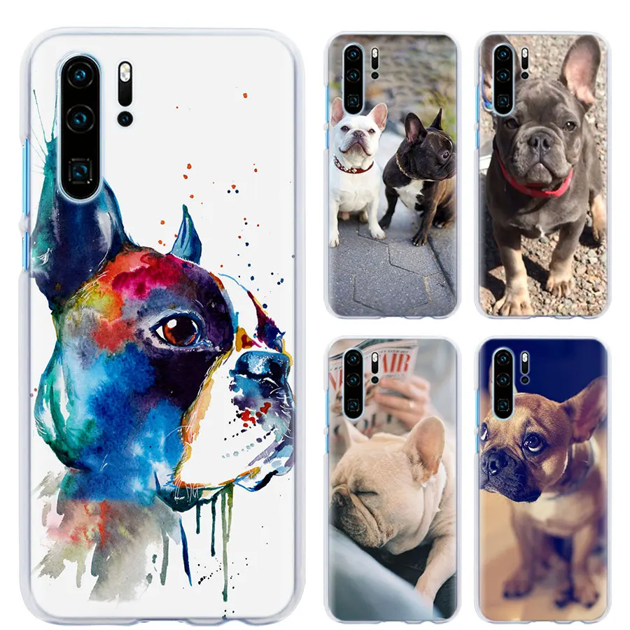 

whimsical colorful french bulldog phone Case for Huawei P30 P30 Pro P9 P10 P20 Lite P Smart Plus View 20 Hard PC Back case Coque