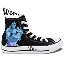 Wen Anime Hand Painted Shoes Design Custom Fullmetal Alchemist Men Women’s High Top Canvas Sneakers for Gifts