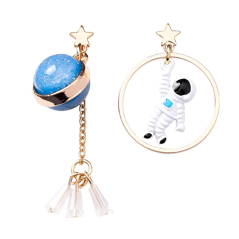 

Creative Cute Fun Girls Earrings Korean Style Planet Series Astronauts Moon Earrings Party Ear jewelry 2019 Long Dangle Brincos