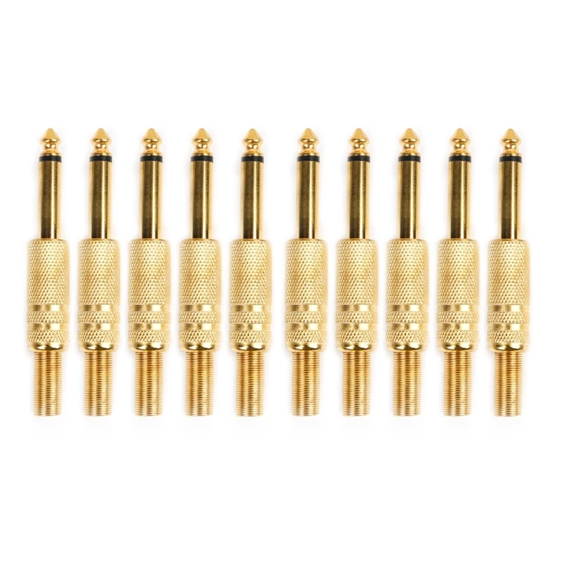 

10 Pcs Gold Plated 6.35mm Male 1/4 Mono Jack Plug Audio Connector Soldering