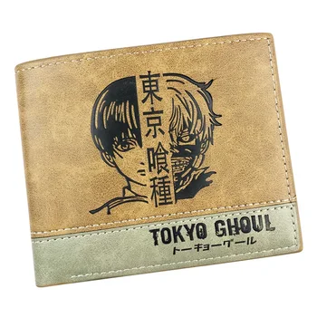 

Japanese Anime Tokyo Ghoul Wallets Leather Card Holder Short Purse Embossing LOGO Dollar Price Men carteira Wallet
