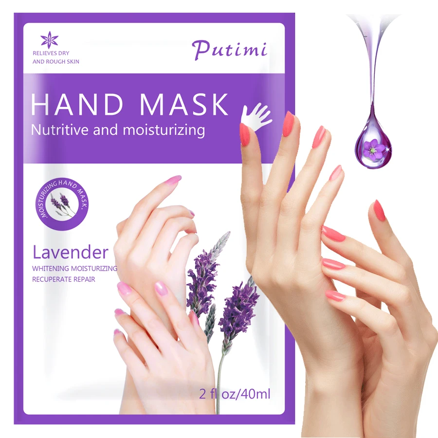 

2Pair/Pack Women Lavender Plant Essence Hand Mask Moisturizing Exfoliating Skin Care Mask Spa Gloves Whitening Cream Hand Masks