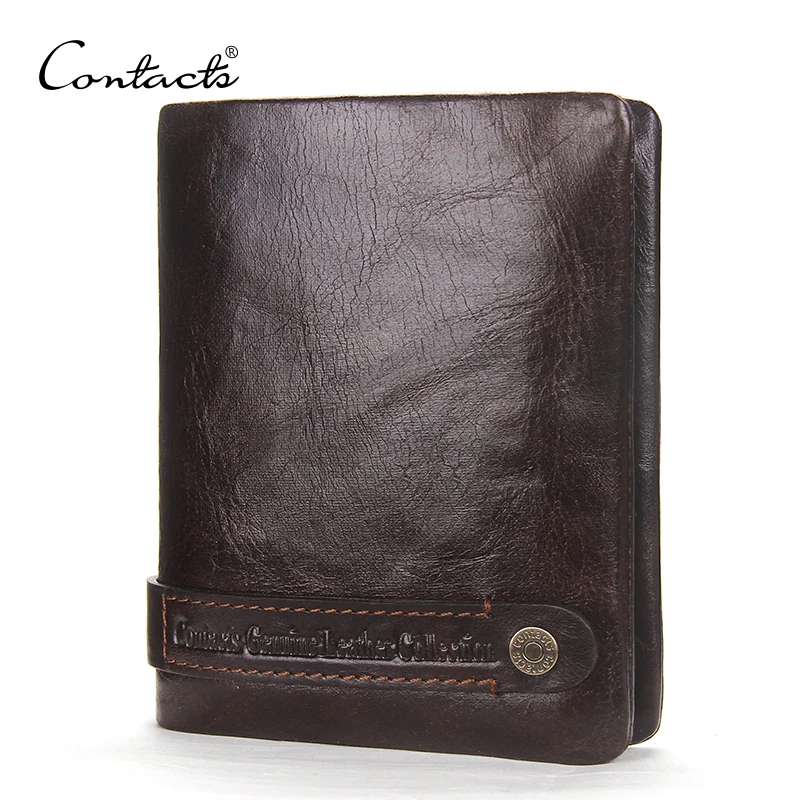 CONTACT'S Мужской бумажник из натуральной кожи с отделениями для денег, в винтажном стиле маленькие мужские кошельки держатель карты