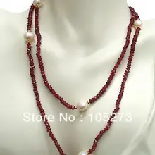 Жемчужный браслет 4-10 мм белый пресноводный жемчуг красное Гранатовое ожерелье 4" модные ювелирные изделия