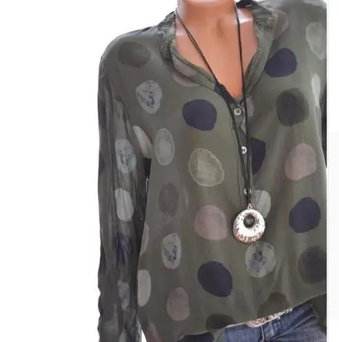 Весенняя модная шифоновая женская блузка с v-образным вырезом с длинным рукавом, рубашки с цветочным принтом размера плюс, повседневные сексуальные офисные женские блузы - Цвет: style5