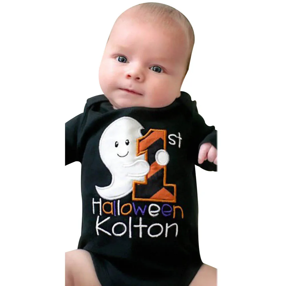 2017 autumn black infant baby boys girls halloween costume letter long sleeve romper jumpsuit clothes - Baby Boy Halloween Costumes 2017 2017 autumn black infant baby boys girls halloween costume letter long sleeve romper jumpsuit clothes - Baby Boy Halloween Costumes 2017