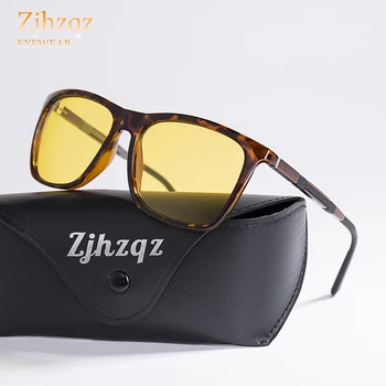 

ZJHZQZ Brand Night Vision Sunglasses Visual Protection Retro Sunglasses Men Polarized Rectangle NightSight Driving Glasses