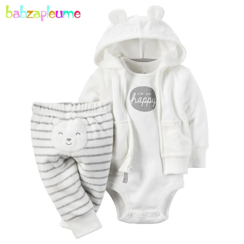 Комплект из 3 предметов на весну-осень для маленьких девочек 3-24 месяцев, детская одежда, милый комбинезон, пальто с капюшоном+ боди+ штаны, комплект одежды для новорожденных, BC1102