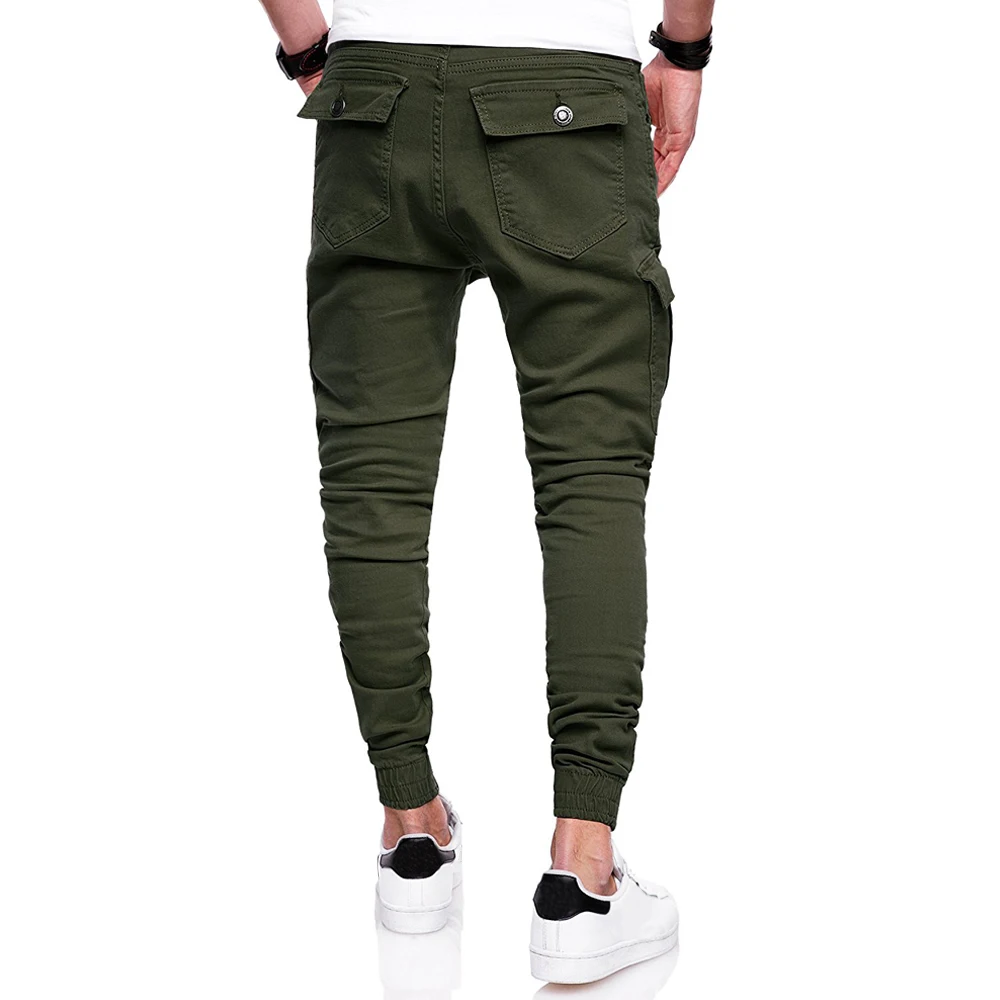 Новинка, Мужские штаны-шаровары на завязках, однотонные, армейский зеленый хаки, высокое качество, гофрированные, хип-хоп брюки, Мужская брендовая одежда