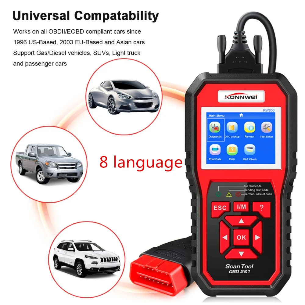 #*Cheap New ODB2 Scanner Auto Diagnostic Scanner KW850 Full Function Car Diagnosis Car Scanner Universal OBD Engine Code Reader