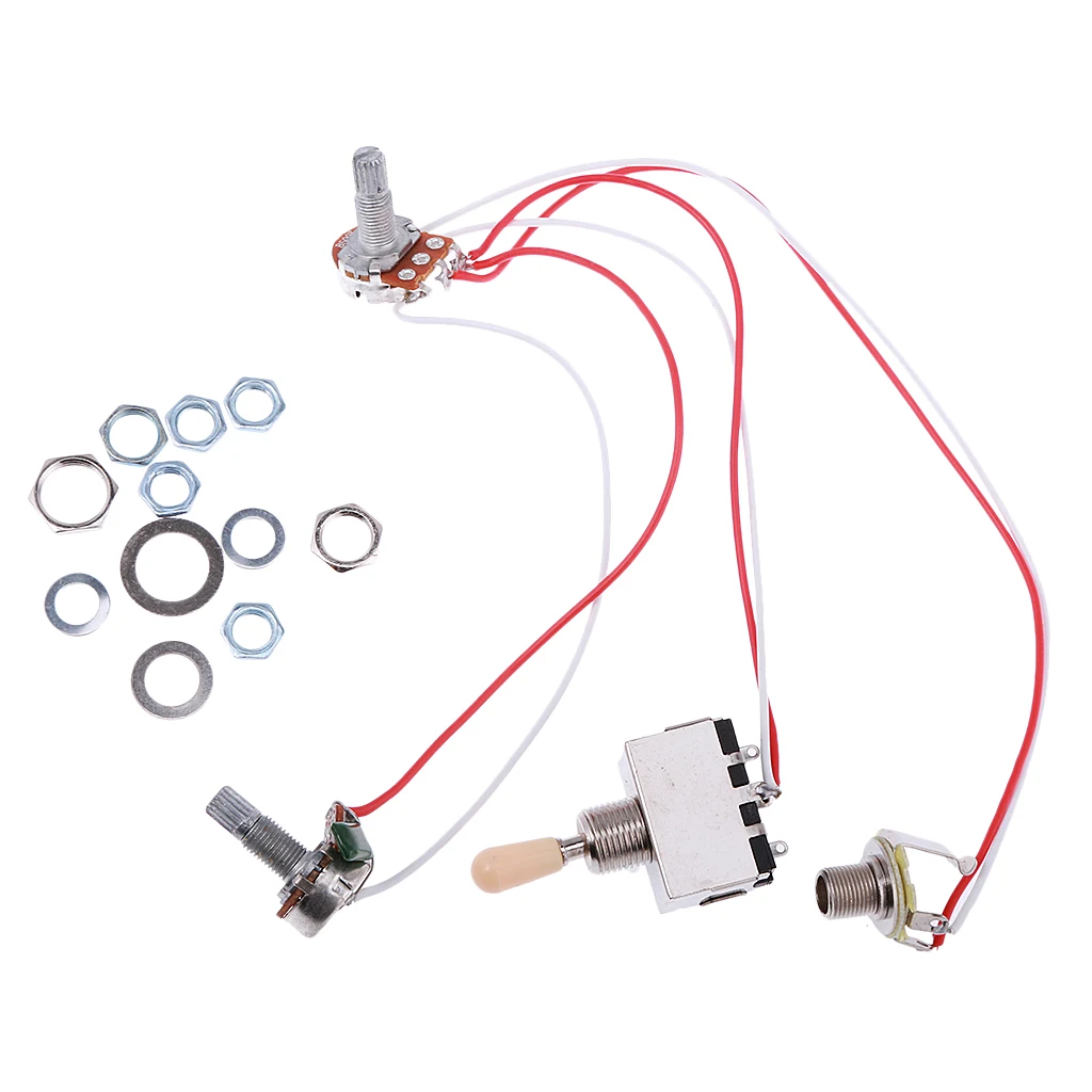 Tooyful Electric Guitar Bass Wiring Harness 3-Way Switch 1V1T with Active EQ Pickup Volume Tone Control Guitar Wiring Harness 