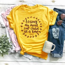 Camiseta pering My Mind One Child at a Time, regalo del Día de la madre, lema divertido, Camiseta de algodón grunge tumblr, camiseta vintage con gráfico amarillo