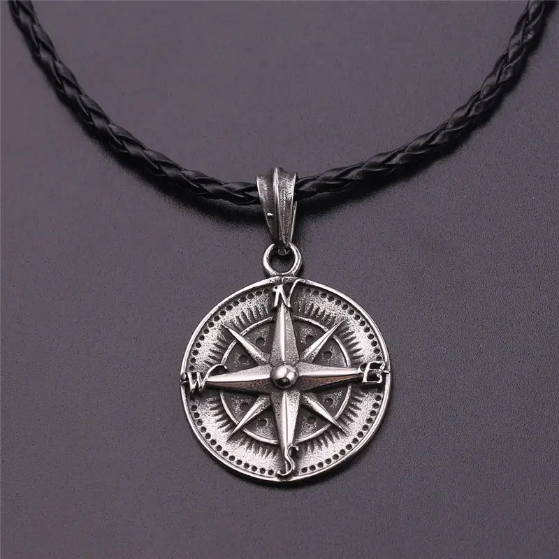 New Style Sailing Compass Necklace Men Vintage Round Pendants