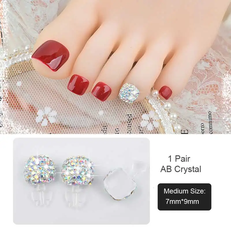 2 шт Блестящий Полный покрытый кристаллами Стразы поддельные ножной носок украшения для ногтей Педикюр DIY Дизайн Аксессуары для маникюра - Цвет: M-AB Crystal