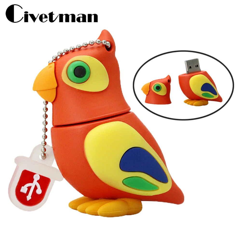 USB флеш накопитель в виде попугая 256 ГБ 4 8 16 32 64 128 ГБ|64gb pen drive|usb flash drive 4gbflash |
