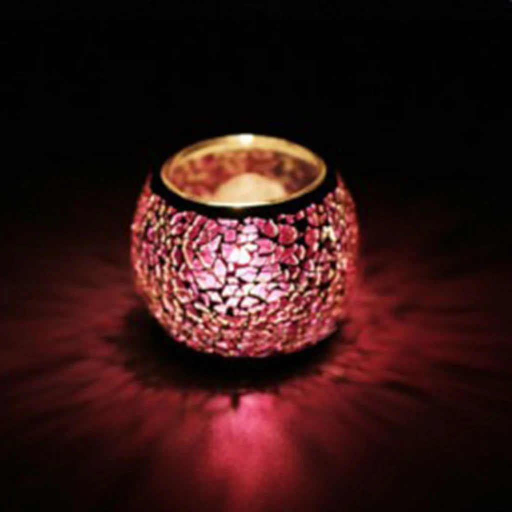 Handmade Mosaic Stained Glass Candle Holder Tea Light Succulent Planter Small Plant Flower Pot