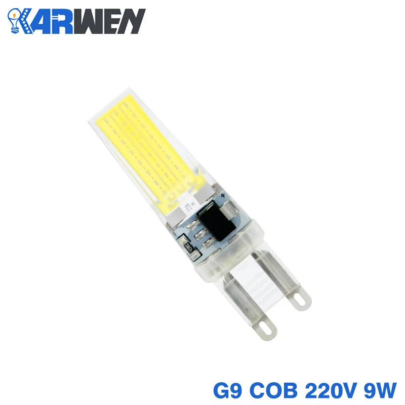 KARWEN Dimmable COB G4 G9 E14 Светодиодный светильник 12 В AC/DC реальная мощность 3 Вт 6 Вт 9 Вт G4 COB лампа люстра лампы заменить галогенный светодиодный E14 G9 - Испускаемый цвет: G9 9W 220V Dimming