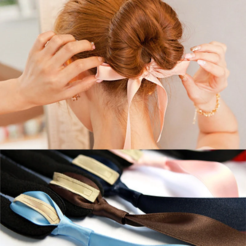 

1pcs Girls Ribbons Hair Bows Hairband Accessories Women Magic Foam Sponge Device Quick Messy Donut Bun Hair Braiding Tools