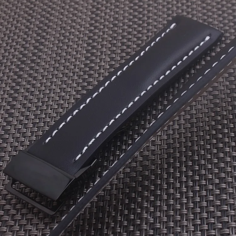22 мм 24 мм черный ремешок из натуральной кожи ремешок браслет для Breitling