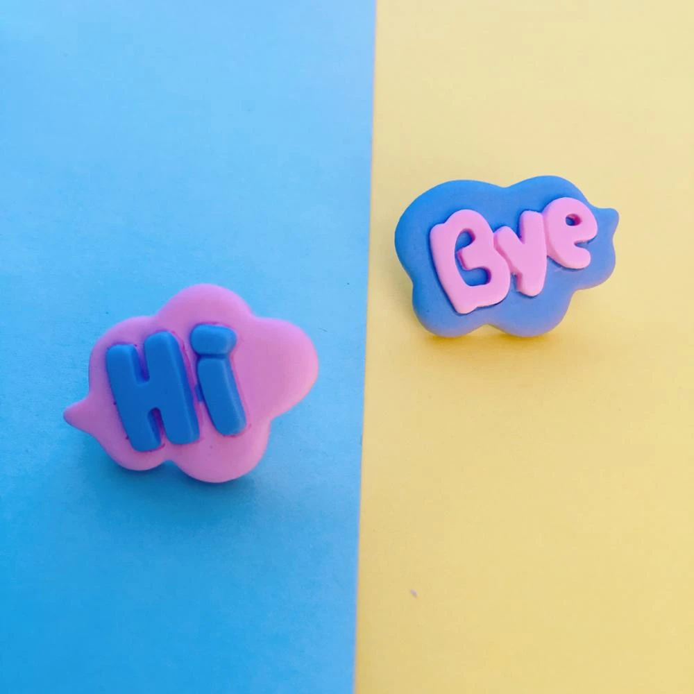 New Cute Girly Cartoons Cloud Drop Earring Funny Designs With Hi Bye Letter Resin Pink Blue Dangle Earring Daily Party Jewelry Drop Earrings Aliexpress