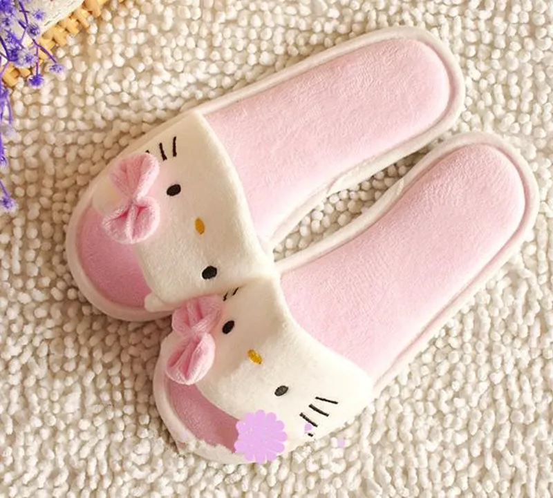 Милые тапочки с открытым носком и рисунком кота; домашние женские тапочки; XW-1011 - Цвет: pink 36-37(S)