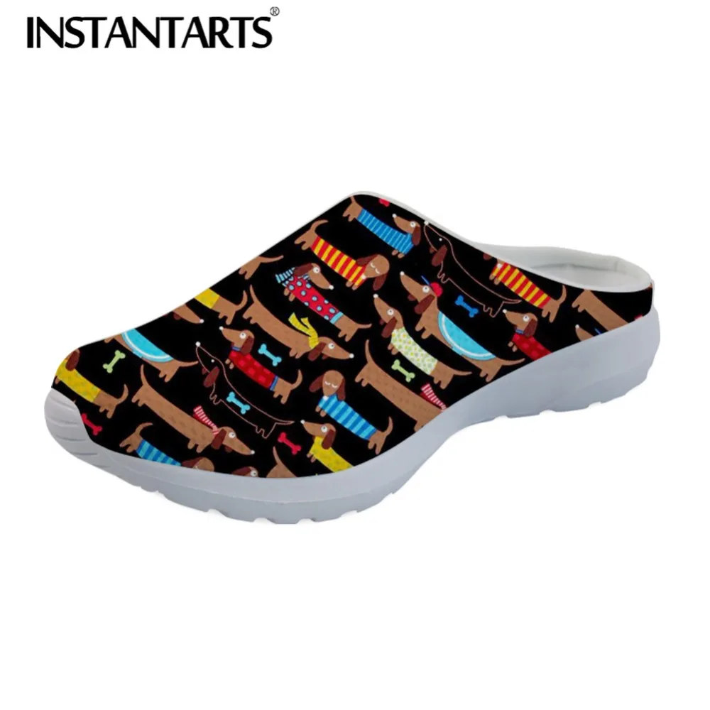 

INSTANTARTS Creative Summer Sandals Women Beach Water Shoes Dachshund Dog Print Woman's Air Mesh Flat Sandalias Female Slippers