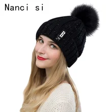 Бренд Nanci si, зимние шапки с помпонами, теплые шапки Skullies Beanies, вязаная шапка, шапка для женщин и девушек, повседневная двухслойная шапка Gorros
