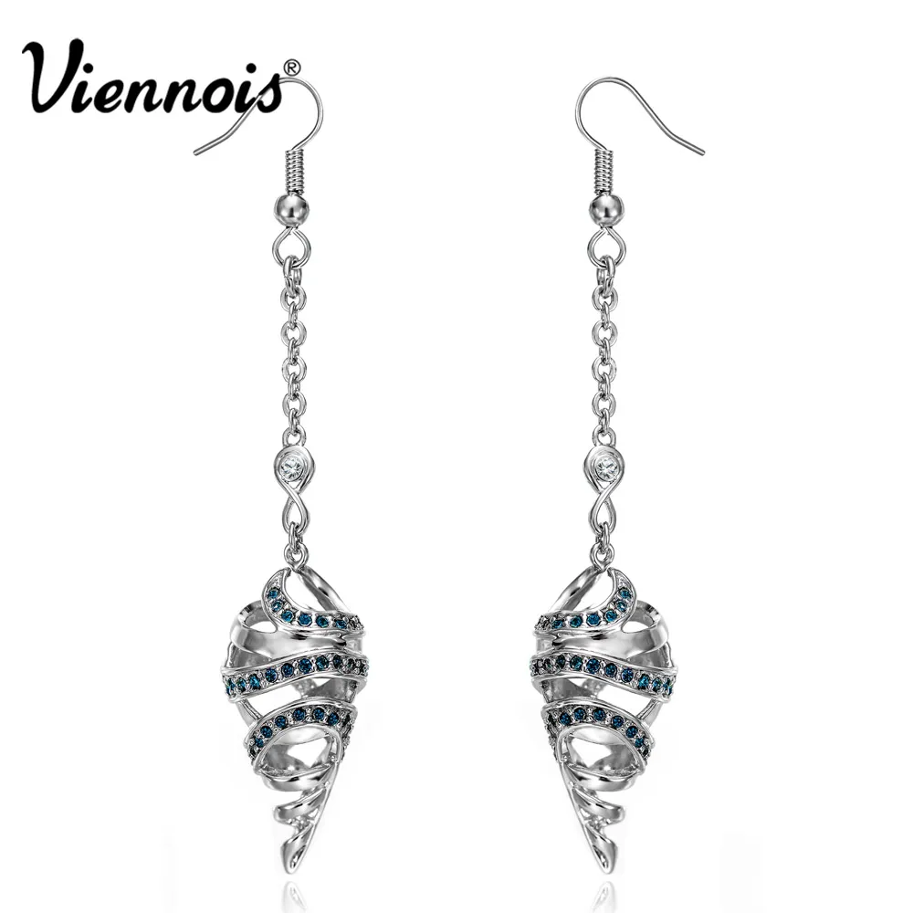 

Viennois Silver Color Long Dangle Earrings for Women Twisted Conch Earrings Gun Color Drop Earrings Female Jewelry
