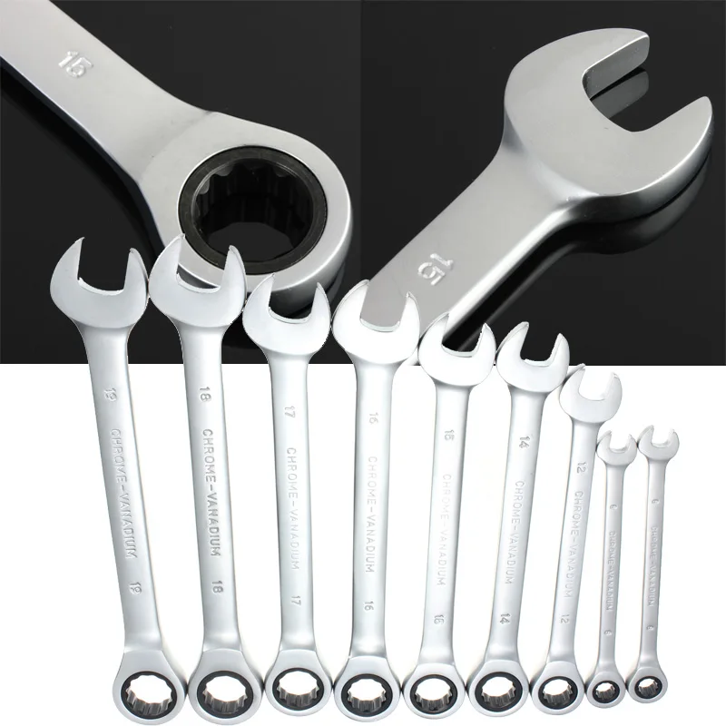 Good Quality Standard Single Gear Wrench Stubby Combination Ratchet Spanner 8 9 10 14 16 17