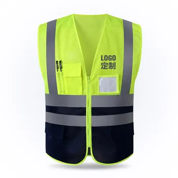 

2019 Reflective vest mesh breathable construction safety protective clothing road traffic warning fluorescent vest