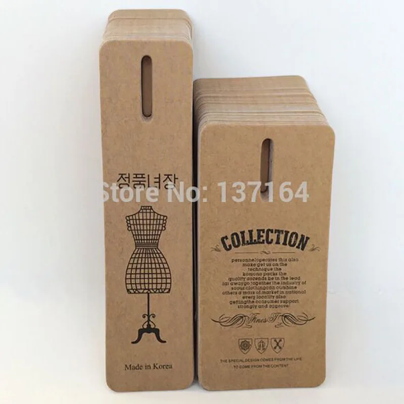 

2000Pcs/Lot Kraft Custom Logo Swing Hang Tag Custom Black Logo 40x90mm Printting Garment Tag Customized Design