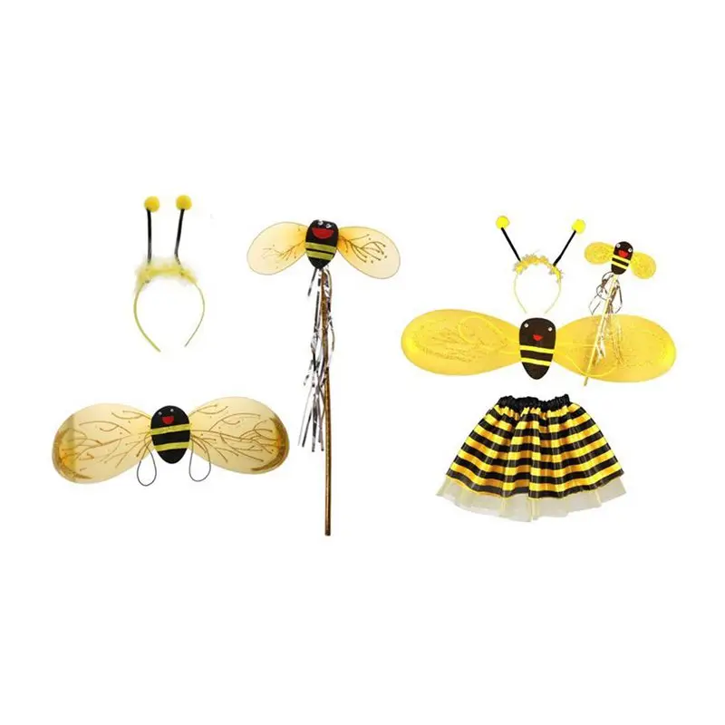 

4Pc Bumble Bee Honey Girls Kids Fairy Halloween Fancy Dress Up Party Costume