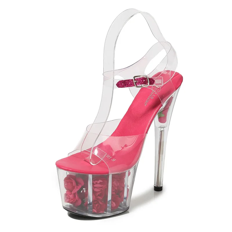 LTARTA/16,5 см; Высокий Каблук 6,5 см; женские тапочки на платформе; водонепроницаемые сандалии; женские прозрачные свадебные туфли с кристаллами; LFD-181-5 - Цвет: red