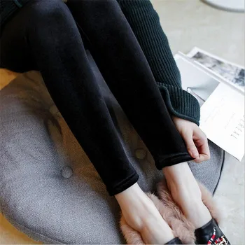 

2019 New Autumn Winter Leggings Gold Velvet Leggings Slim Women Casual Leggings Elastic Pencil Pants Ankle-Length Pants D575