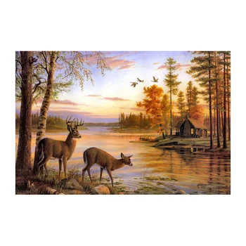 

Diy diamond painting cross stitch kit deer rhinestones Mosaic paste full diamond embroidery autumn scenery picture WZ