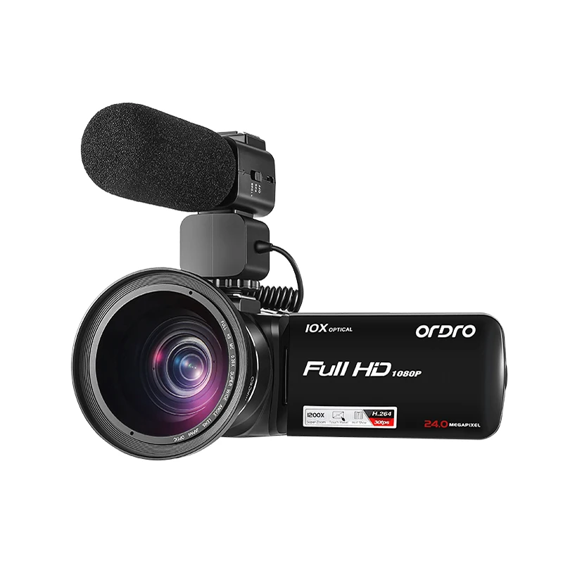 Ordro HDV Z82 стабилизатор для камеры 10X оптический зум 24MP 1080 P видеокамера с внешним