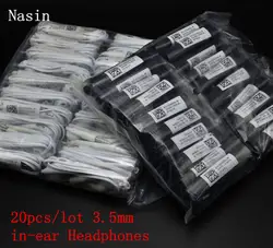 Nasin 20 шт./партия 3,5 мм наушники-вкладыши гарнитура наушники с микрофоном наушники для Samsung Galaxy S5 s6 гарнитура Xiaomi Бесплатная доставка