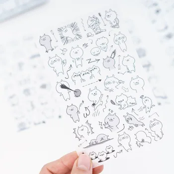 

6 Pcs/set Cartoon DIY Colorful Black and White Rabbit Stickers Diary Planner Journal Note Diary Paper Adhesive Stickers Album