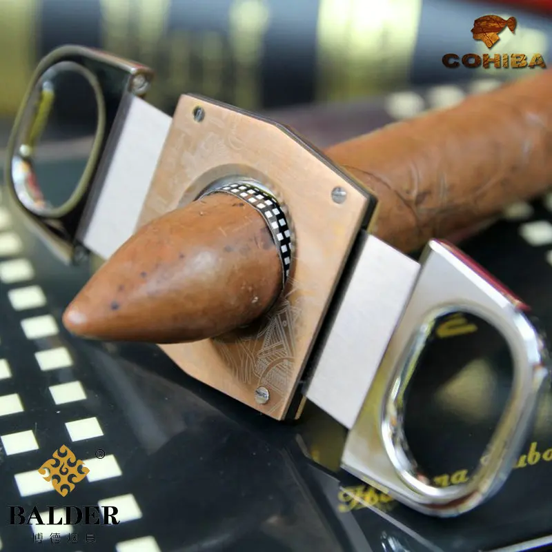 COHIBA portable double edged cigar scissors stainless steel cigar Cutter knife ultra thin font b Gadgets