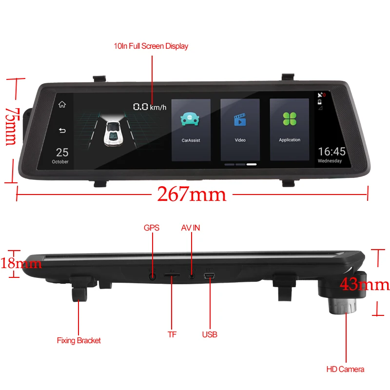 Chezhilin Автомобильные видеорегистраторы 10 &quotсенсорный экран Android 5 0 3G