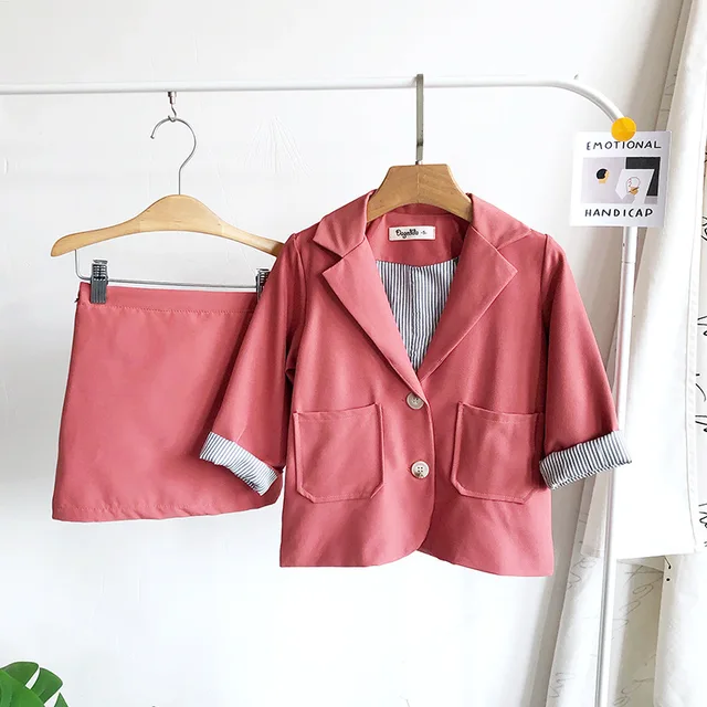 2pcs Toddler Girls Suits for Spring 2019 Blazers Skirts Sets for Baby Girls Children Blazers