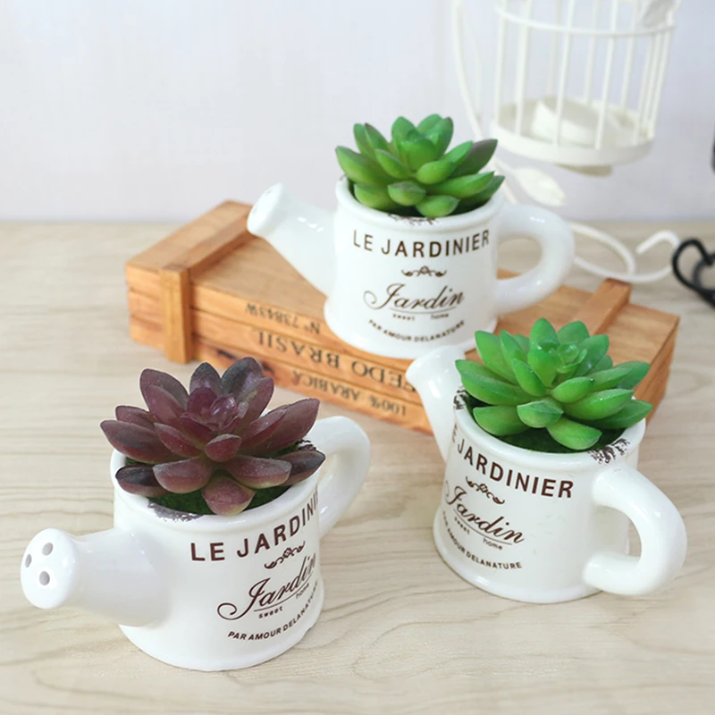 artificial plastic flowers with Ceramics vase cute artificial flower set home decoration for wedding flowers decoration (314)