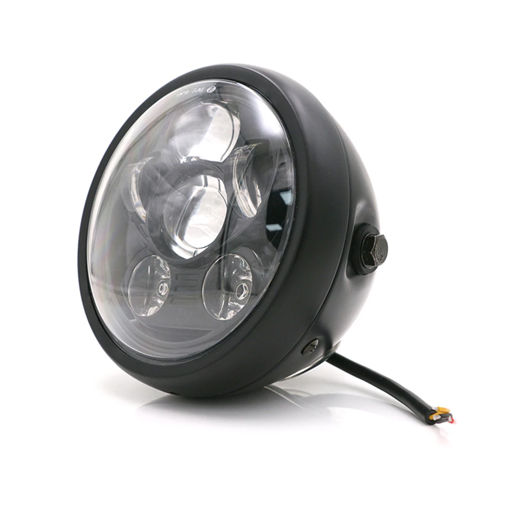 

Universal Motorcycle LED Headlight Assembly Motobike Refit Projector Front Lights Retro Scooter Headlamp 12V Moto Metal Lights